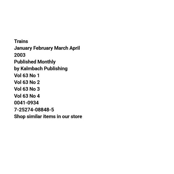 Vtg Lot 4 Trains Jan Feb Mar Apr 2003 Magazine Railroad Freight Yard Collect - Picture 2 of 11